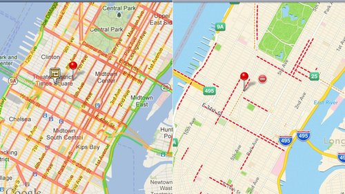 iOS 6内置地图对比谷歌地图 差距巨大