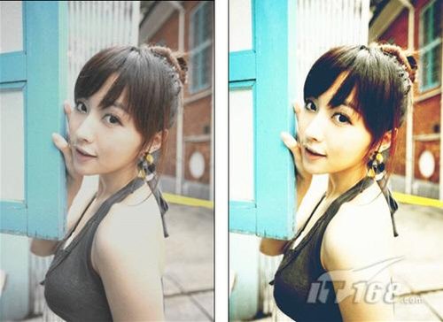 漂亮mm自拍美图:灰暗照片瞬间变亮彩_软件新