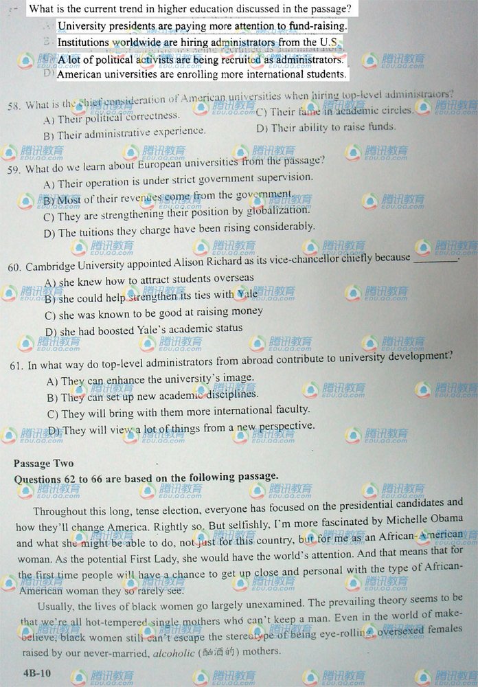 2009年12月大学英语四级考试真题(B卷)_四级