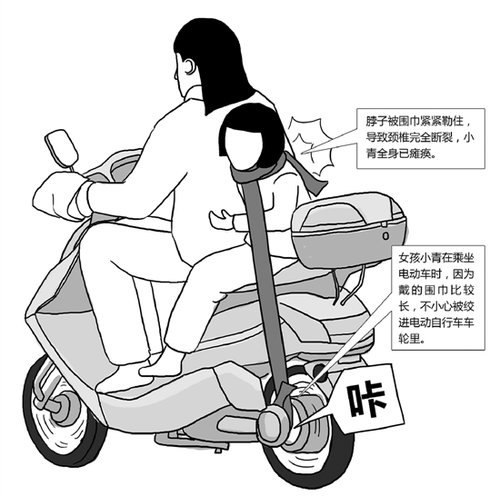 <em>10岁女孩</em>坐电瓶车回家 长围巾绞进车轮酿瘫痪