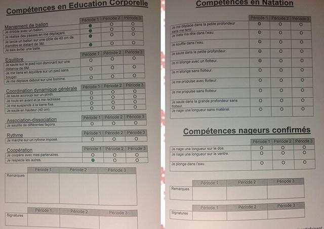 比利时年级一小学生的三份期末成绩单初中生100米跑100分图片