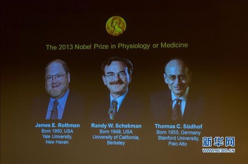 美德三名科学家分享2013年诺贝尔生理学或医学奖