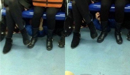 双语:惊现变态摸腿男藏身地铁座位下骚扰女性