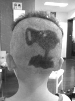 把豌豆射手顶头上 80后妈妈给娃<em>剪个性发型</em>