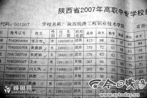 礼泉高考生户口被顶续:冒名顶替者学籍注销