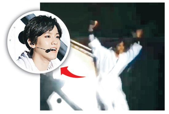 EXO演出再发生坠台事故 伯贤掉进升级机关(图)