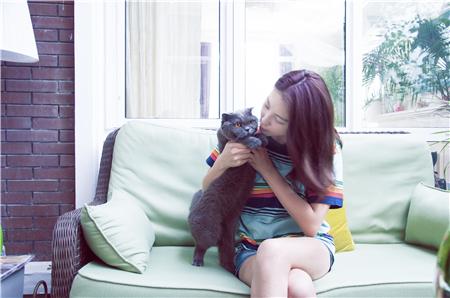 张雨绮七夕晒素颜照大秀美腿 获赞：喵美人更美