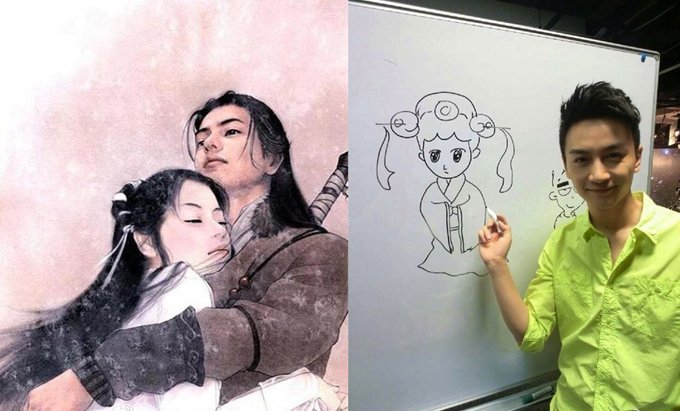 画画是陈晓的业余爱好,每逢新作上映,陈晓都会露两手 画画是陈晓的业余爱好,每逢新作上映,陈晓都会露两手