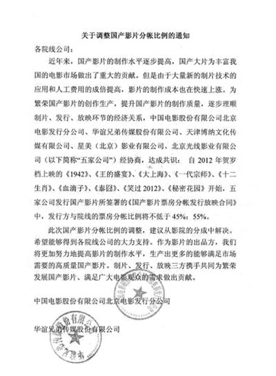 五发行公司“逼宫”声明曝光 院线强硬：或拒放