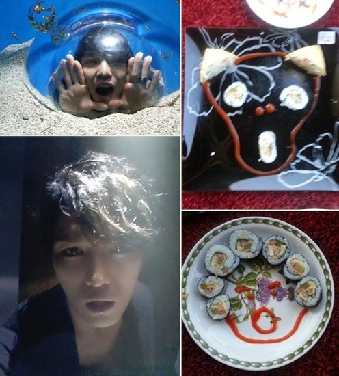 JYJ金在中晒紫菜卷作品 卷发阿姨模样惹人笑
