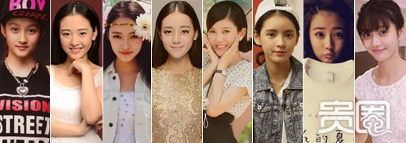 (由左至右) 关晓彤、吴倩、林允、迪丽热巴、杨子姗、张予曦、徐璐、潘之琳 (由左至右) 关晓彤、吴倩、林允、迪丽热巴、杨子姗、张予曦、徐璐、潘之琳