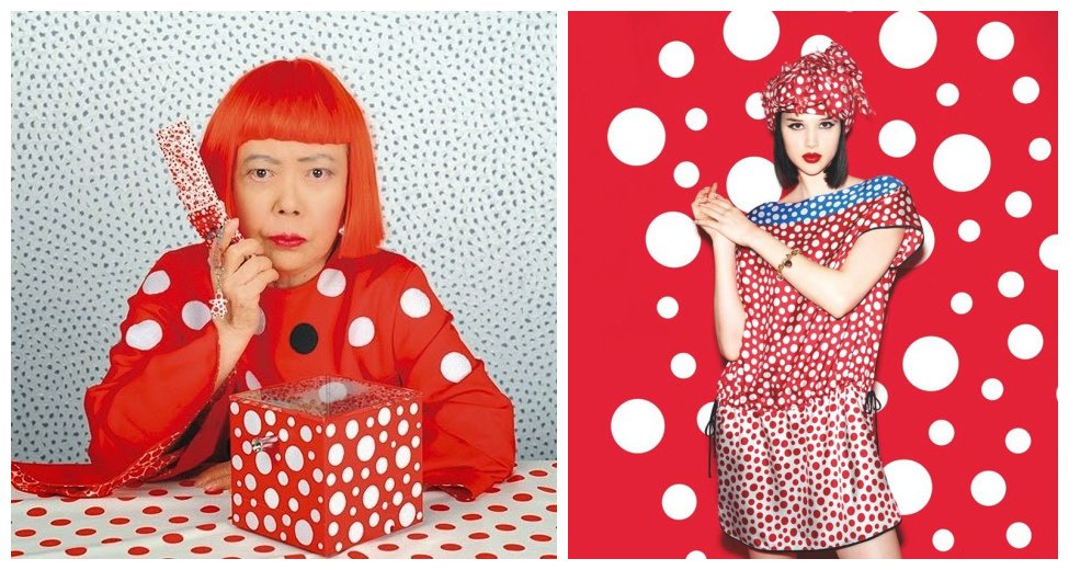 左图为草间弥生;右图为Yayoi Kusama for Louis Vuitton系列 左图为草间弥生;右图为Yayoi Kusama for Louis Vuitton系列