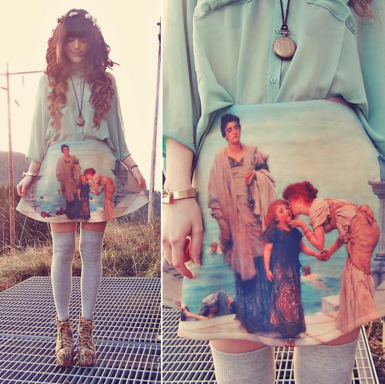 欧美街拍 最美不过油画印花裙