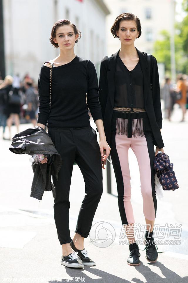 谁说7月不能穿长裤?高定模特长腿街拍