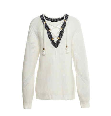 今天穿什么：V领算什么 绑带毛衣才时髦