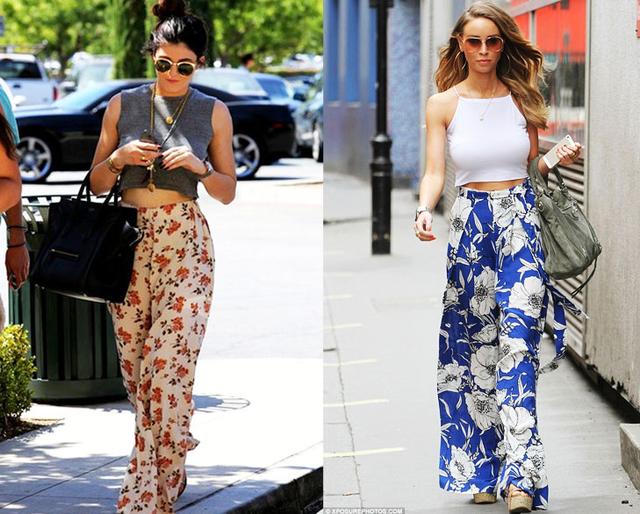 欧美街拍 紧身上衣阔腿裤