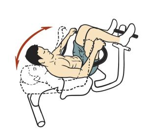 step1平躺于卷腹练习机上