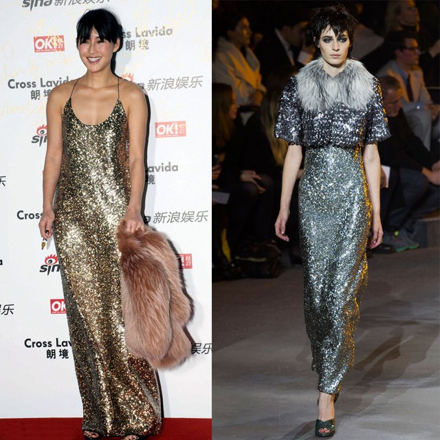 杨千嬅与陈燃金银PK 亮片长裙赛复古优雅味-双11购物网_www.qlxiaozhan.com情侣小站双11新闻