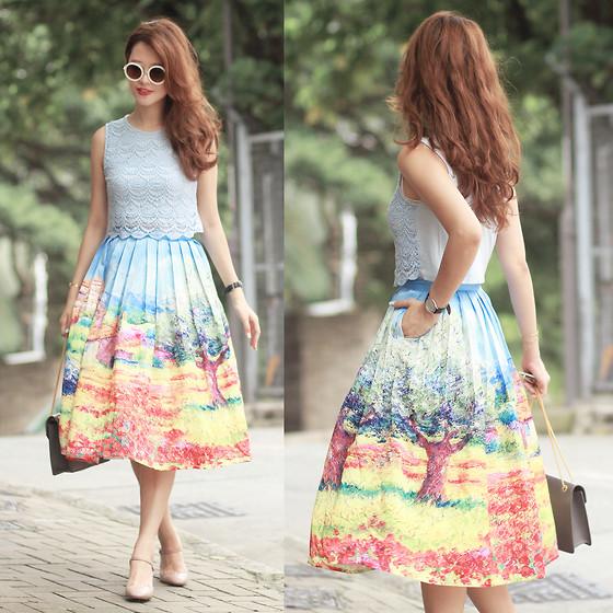 欧美街拍 最美不过油画印花裙