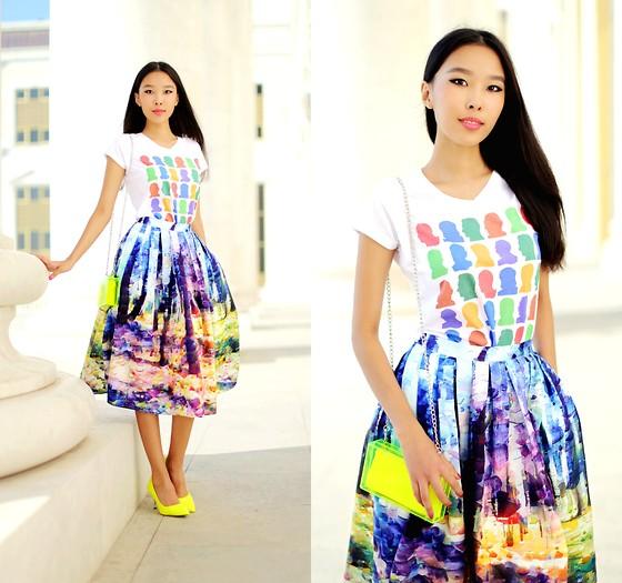 欧美街拍 最美不过油画印花裙