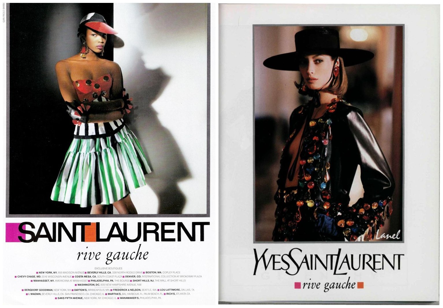 左:Saint Laurent 广告;右:Yves Saint Laurent广告 左:Saint Laurent 广告;右:Yves Saint Laurent广告