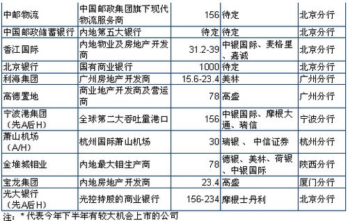 传2009下半年将有33家内地企业香港上市(名单
