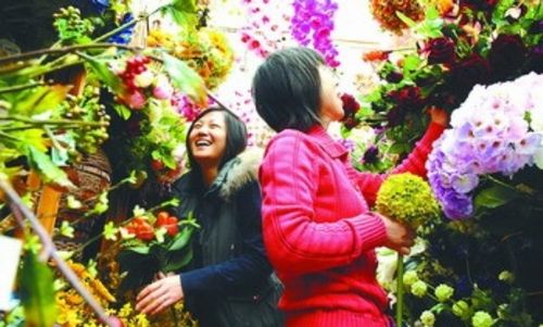 图为北京玉泉营花卉市场(2009年12月30日摄)
