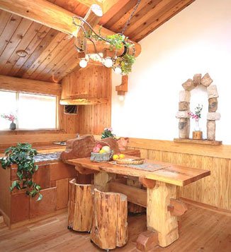 纯自然原生态的木质家具也是不错的选择,感觉好像"树屋".