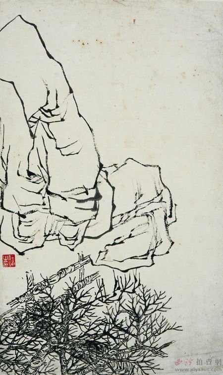 任伯年(1840～1895) 树石图