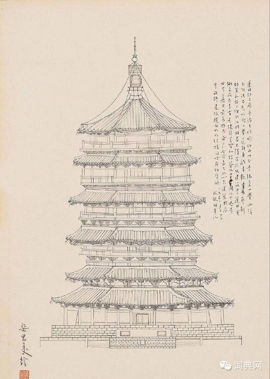 梁思成古建筑手绘图 精致详细令人惊叹