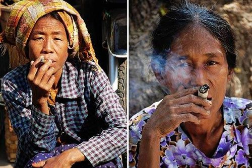 组图:缅甸只有女人抽烟 男人更爱嚼槟榔