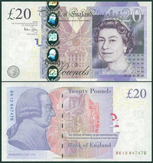 新版20英镑流通 经济学鼻祖亚当斯密上新钞