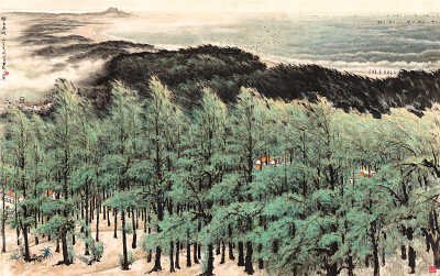 关山月中国画《绿色长城》,深圳市关山月美术馆藏品.