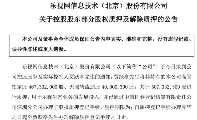 13家機構卷入樂視風波 5億股質押遇爆倉風險