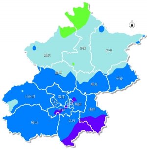 北京市降水量分布图