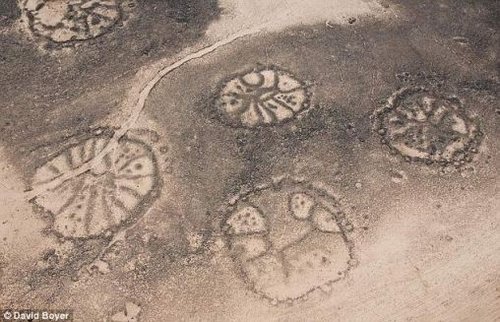 中东发现数千神秘"纳斯卡线"巨画 形似车轮(图)