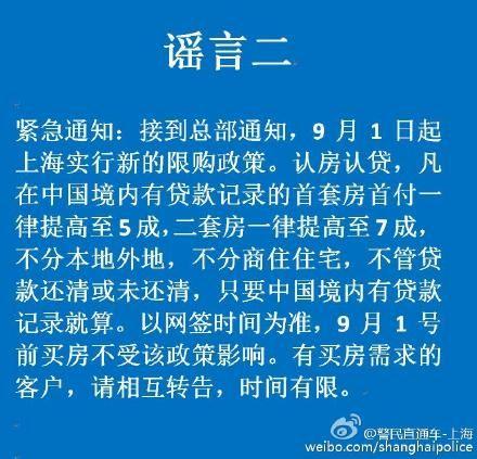 上海警方详解房贷新政谣言出炉过程