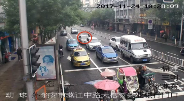 三明大榕树惊险一幕 小车碰到红绿灯后冒烟、自燃
