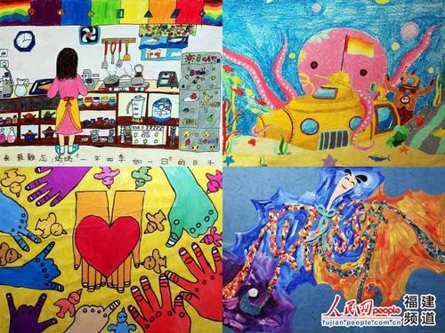 五彩斑斓的儿童画作 钟汉全 摄
