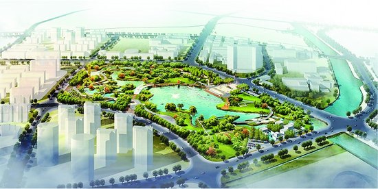 青口开建207亩中央公园 中心湖已于上周开挖