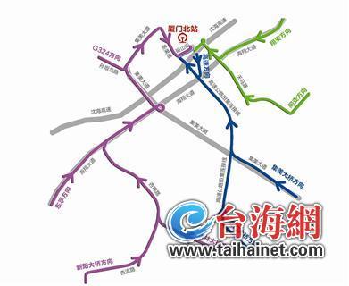 厦门北站进站方向示意图
