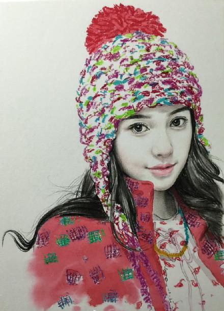 网友手绘angelababy照片 竟与照片无异