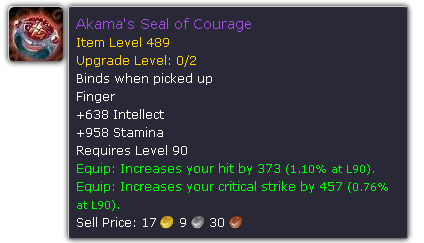 人人有份!术士史诗级任务奖励489装等戒指