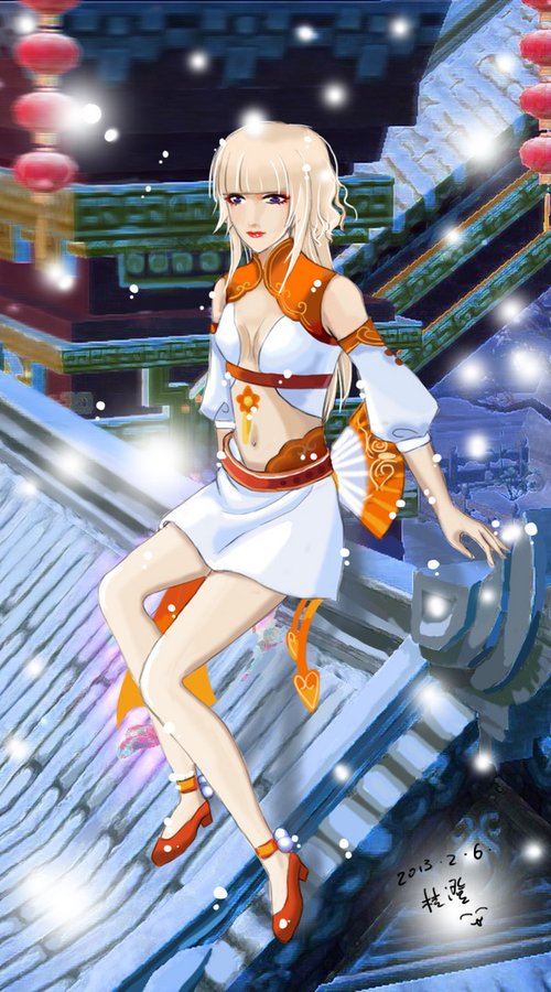 天龙八部玩家原创手绘:手绘亮橘清风