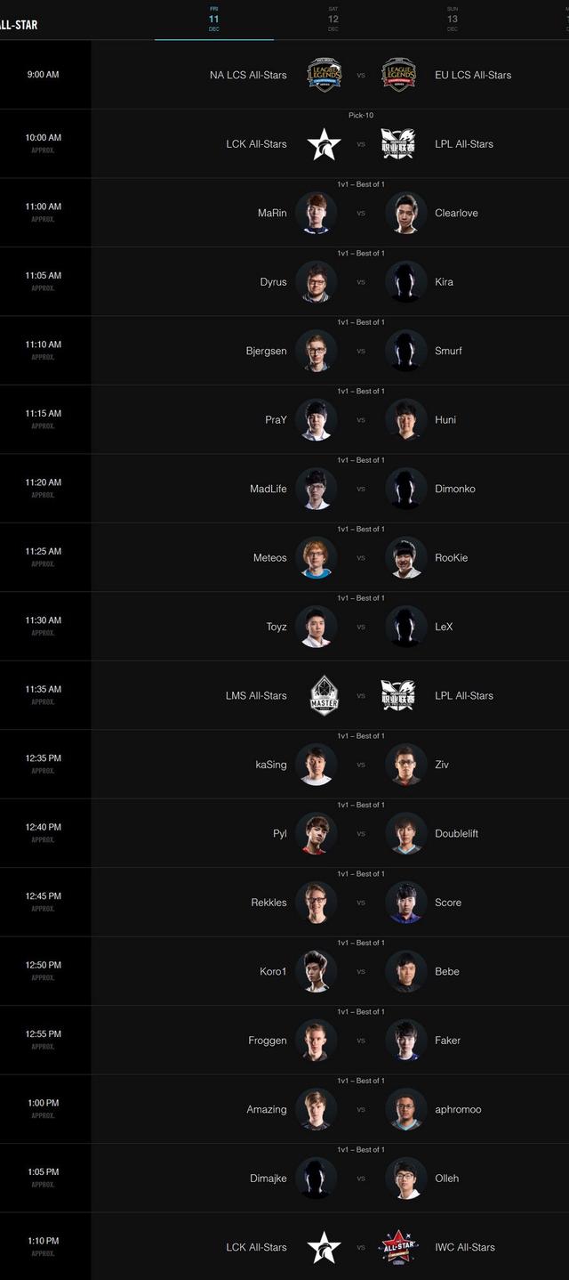 官方公布全明星赛程 厂长将在首轮单挑MaRin