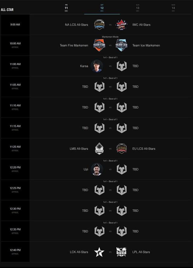 官方公布全明星赛程 厂长将在首轮单挑MaRin