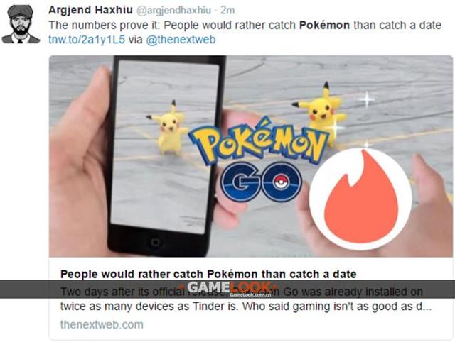 人们抓Pokemon的兴趣比约会（P）应用Tinder还高