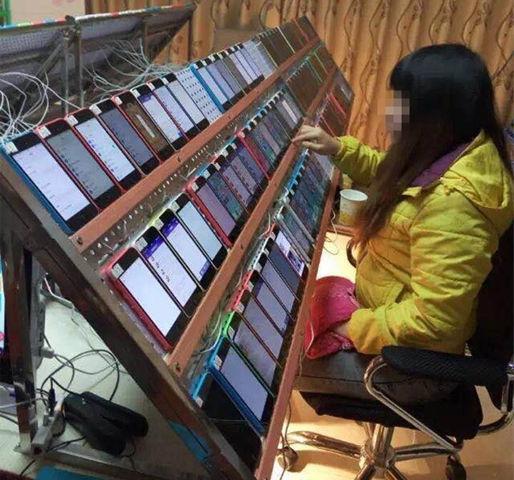 网曝AppStore刷榜图:一个妹子操作N台苹果