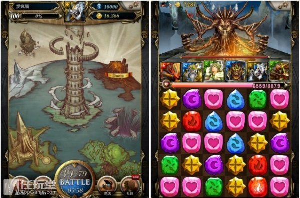 结合宝石消除和宠物育成 RPG《神魔之塔》落