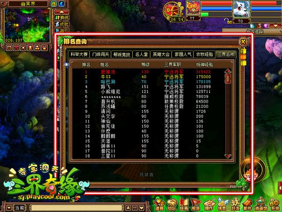 明星草根大舞台 三界奇缘趣味排行榜